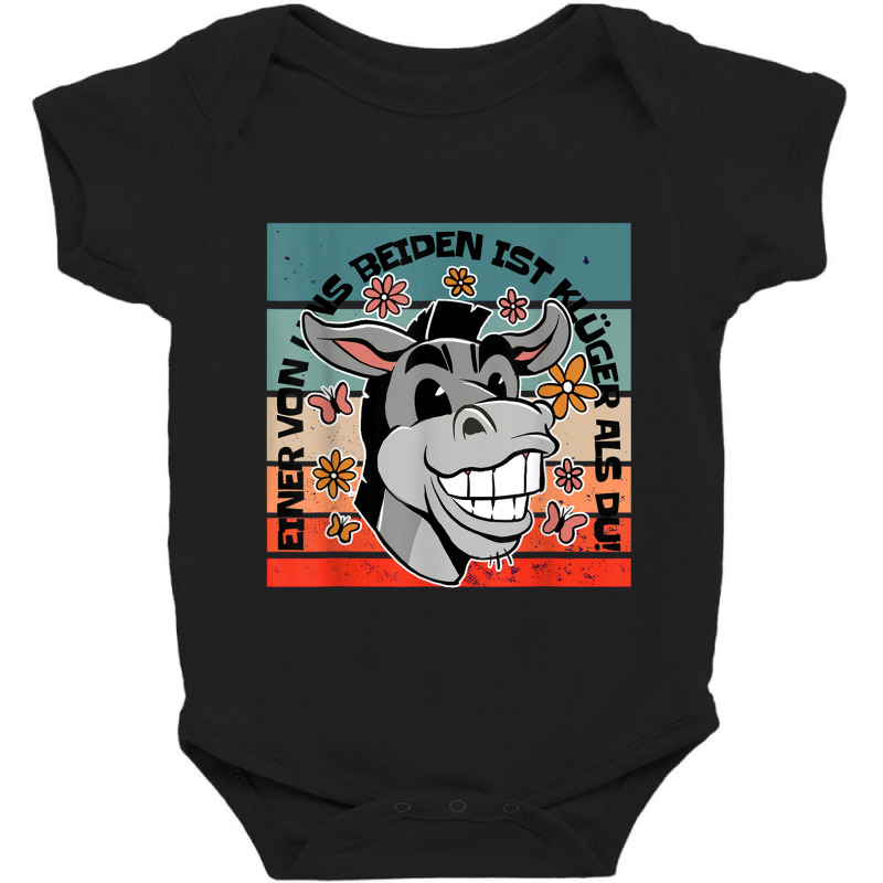 Donkey Humor Cheeky Sarcasm Funny Smiling Animal Baby Bodysuit by Sandy | Artistshot