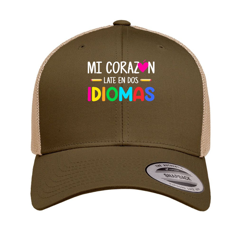 Mi Corazon Late En Dos Idiomas, Bilingual Spanish Teacher Retro Trucker Cap by new121 | Artistshot