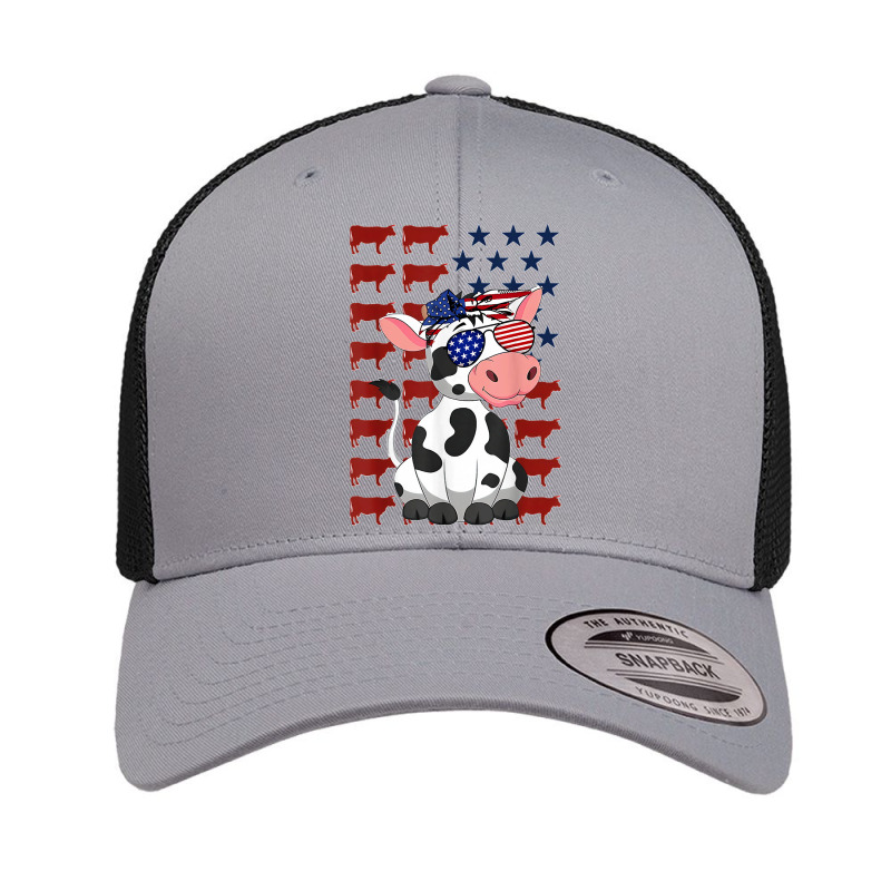 Funny Dairy Cows 4th Of July Costumes Usa Flag Dairy Cows Retro Trucker Cap | Artistshot