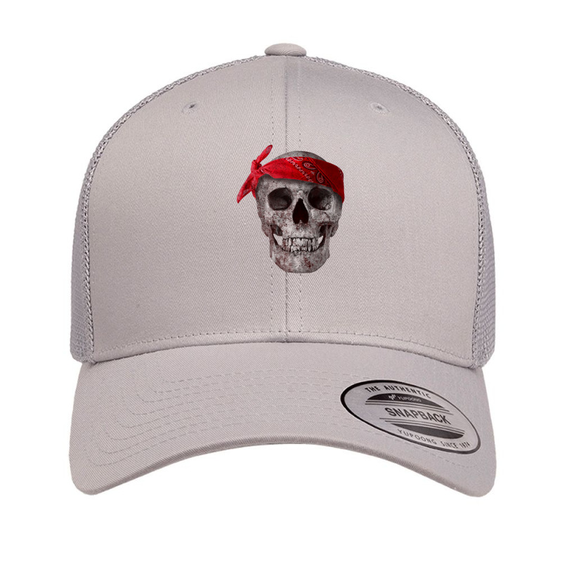 Skull With Red Paisley Bandana, Thug, Gangster Retro Trucker Cap | Artistshot