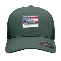 Patriotic American Naval Fa 18 Superhornet Tee In Action. Seamless Cap | Artistshot