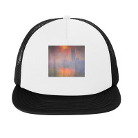 Monet's London Houses Of Parliament The Sun Shining Fog T Shirt Foam Snapback Hat | Artistshot