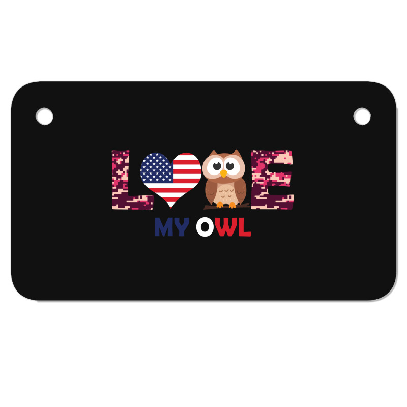 Patriotic American Flag Love My Owl Motorcycle License Plate | Artistshot