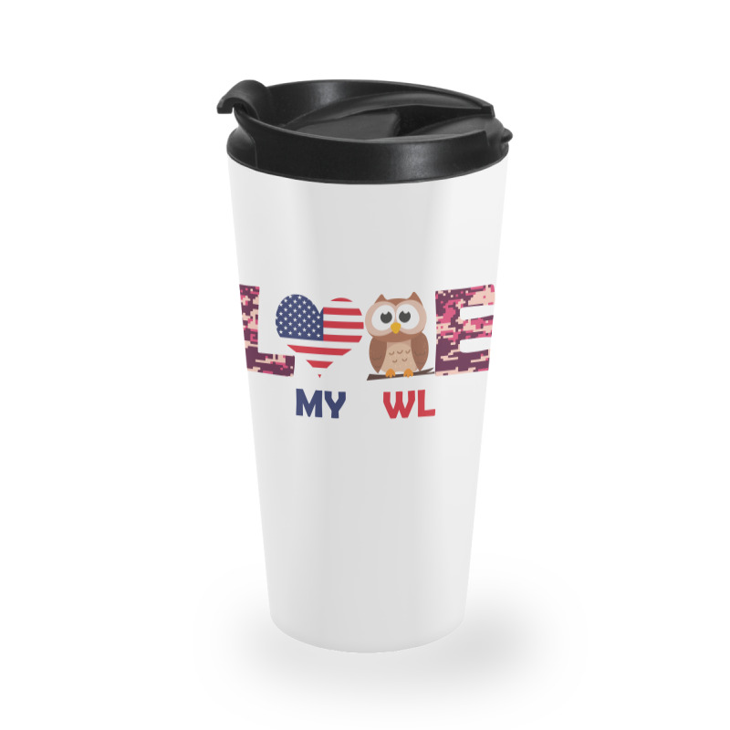 Patriotic American Flag Love My Owl Travel Mug | Artistshot