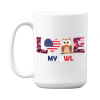 Patriotic American Flag Love My Owl 15 Oz Coffee Mug | Artistshot