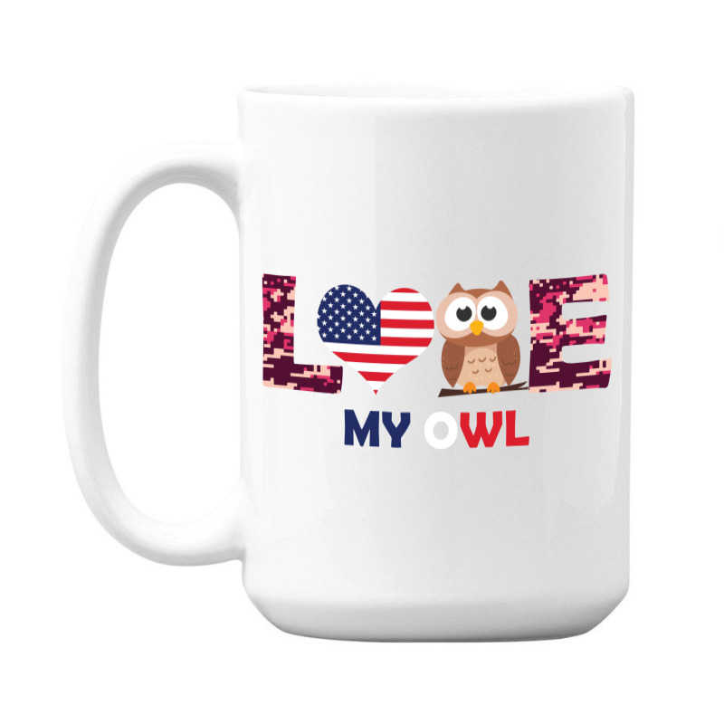 Patriotic American Flag Love My Owl 15 Oz Coffee Mug | Artistshot