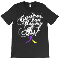 Bladder Cancer T  Shirt Cancer Can Kiss My Ass! Bladder ( Blue, Yellow T-shirt | Artistshot