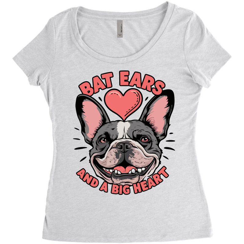 Bat Ears And A Big Heart Women's Triblend Scoop T-shirt by edsonart | Artistshot