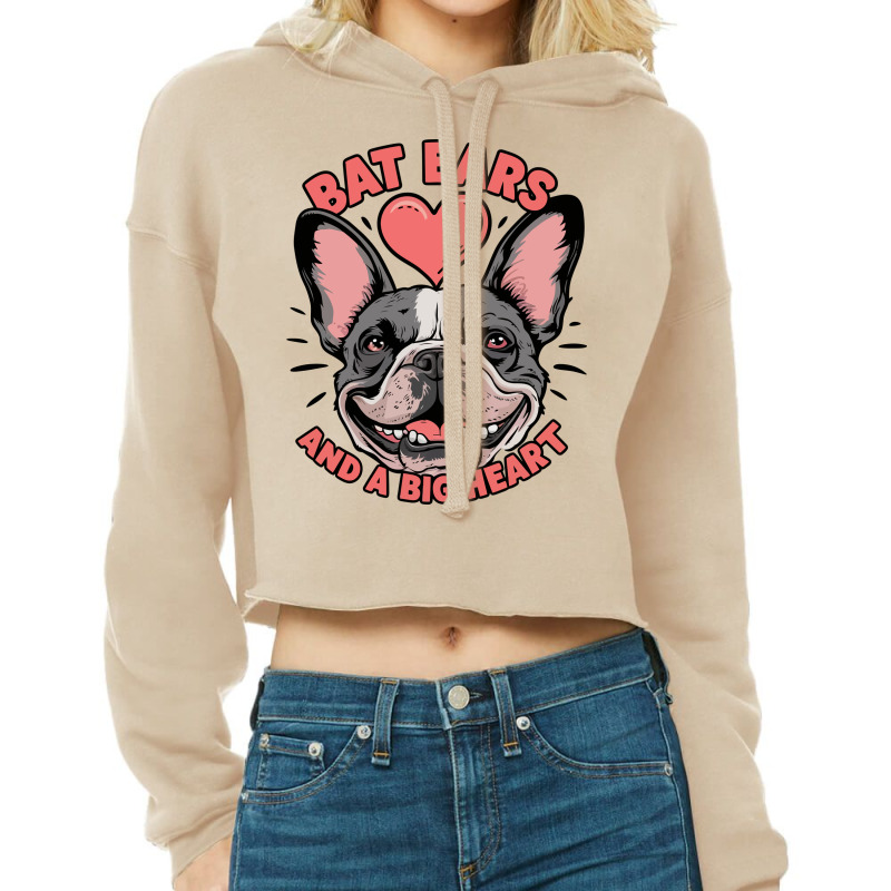 Bat Ears And A Big Heart Cropped Hoodie by edsonart | Artistshot