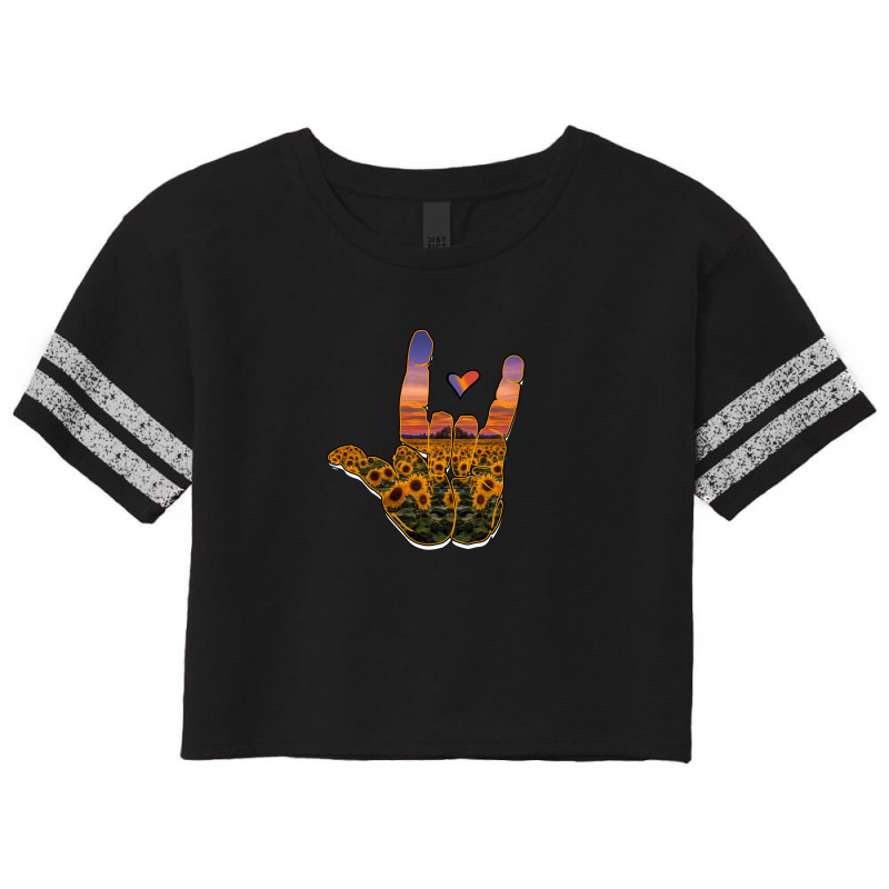 Rock Hand Sunflower Scorecard Crop Tee by autlu2024 | Artistshot