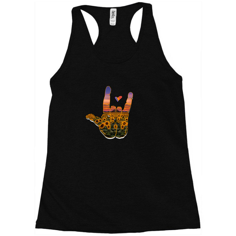 Rock Hand Sunflower Racerback Tank by autlu2024 | Artistshot