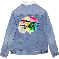 Biplane Unisex Sherpa-lined Denim Jacket | Artistshot