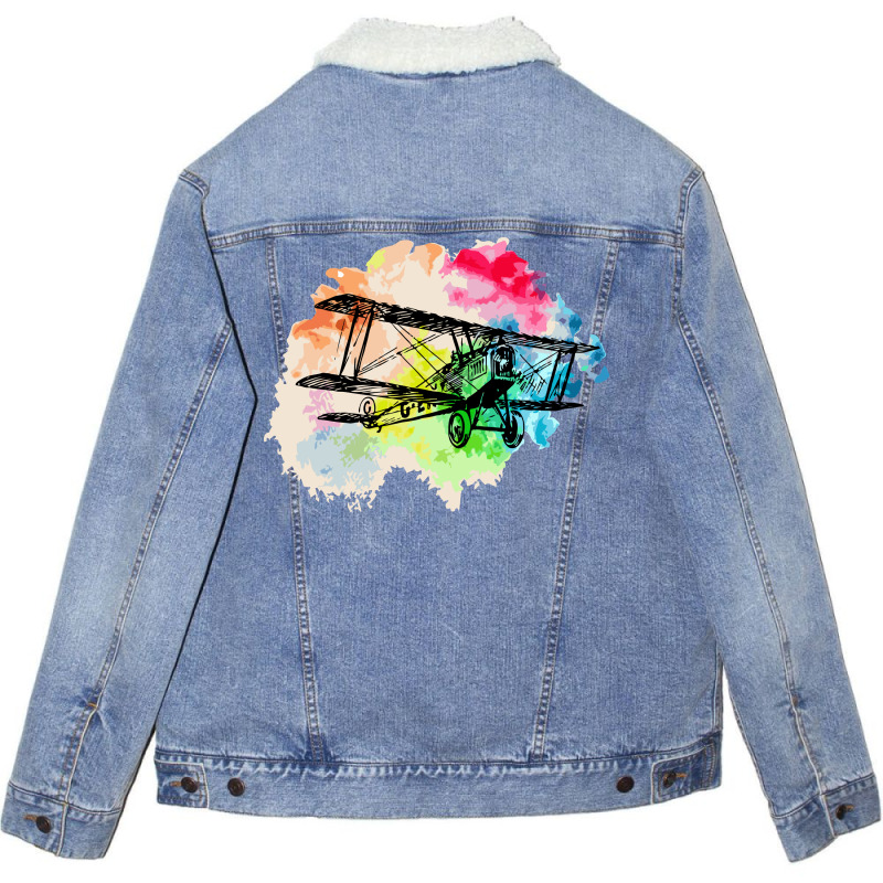 Biplane Unisex Sherpa-lined Denim Jacket | Artistshot