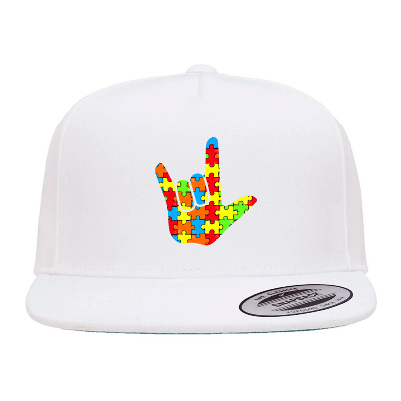 Asl Love Sign Language Autism Gift Awareness Support T Shirt 5 panel snapback cap by TimothyMears89 | Artistshot