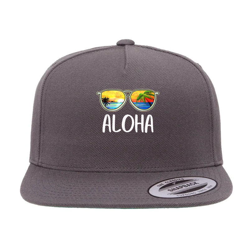 Aloha Hawaii Hawaiian Island Sunglasses Palm Trees Beach T Shirt 5 panel snapback cap by dewresowashg | Artistshot