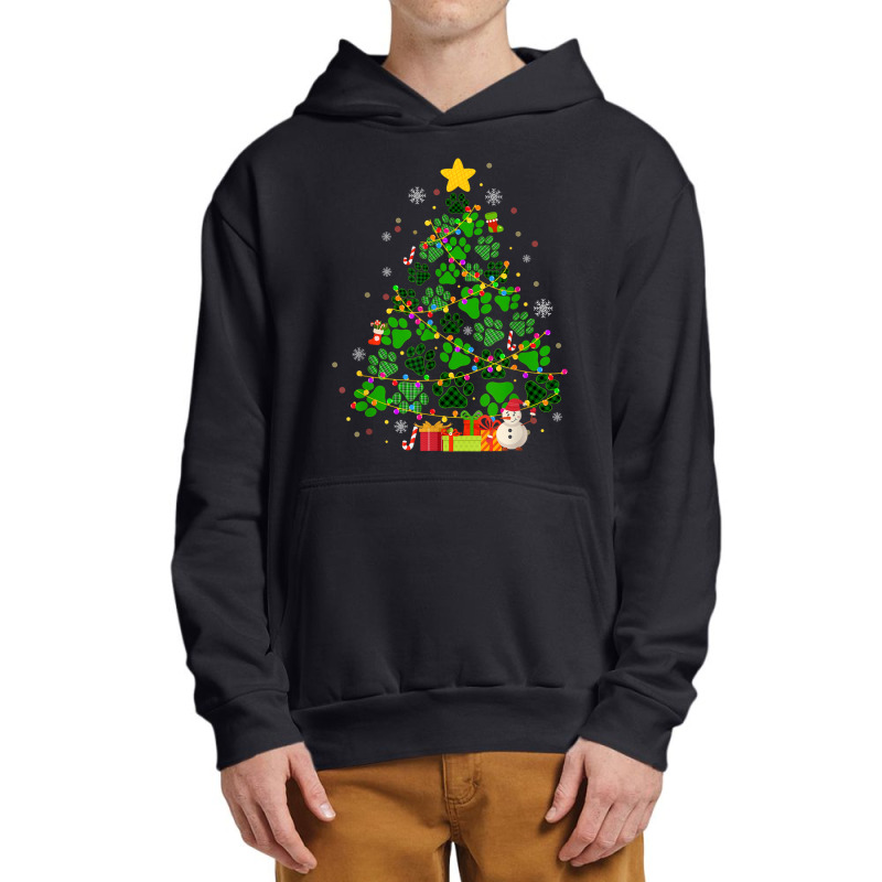 Dog Cat Paws Christmas Tree Urban Pullover Hoodie by Rebecca Mitchell | Artistshot