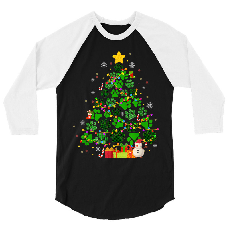 Dog Cat Paws Christmas Tree 3/4 Sleeve Shirt by Rebecca Mitchell | Artistshot