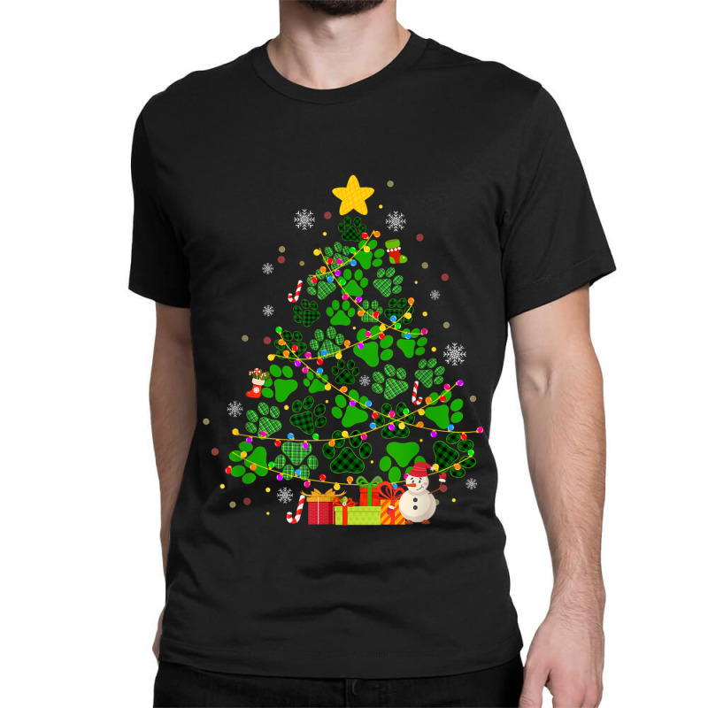 Dog Cat Paws Christmas Tree Classic T-shirt by Rebecca Mitchell | Artistshot