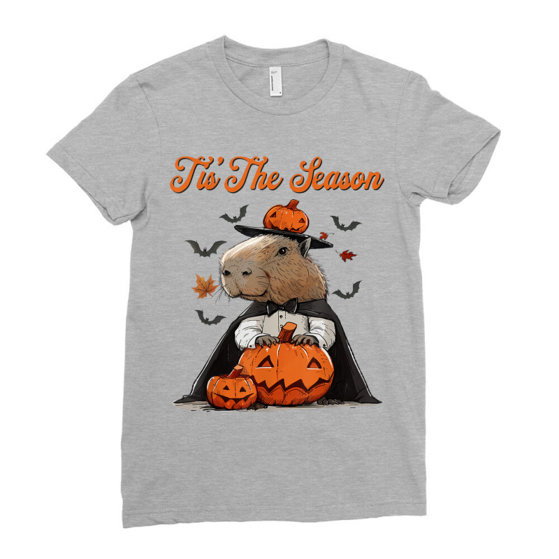 It's The Season Halloween Capybara Ladies Fitted T-Shirt by Rebecca Mitchell | Artistshot