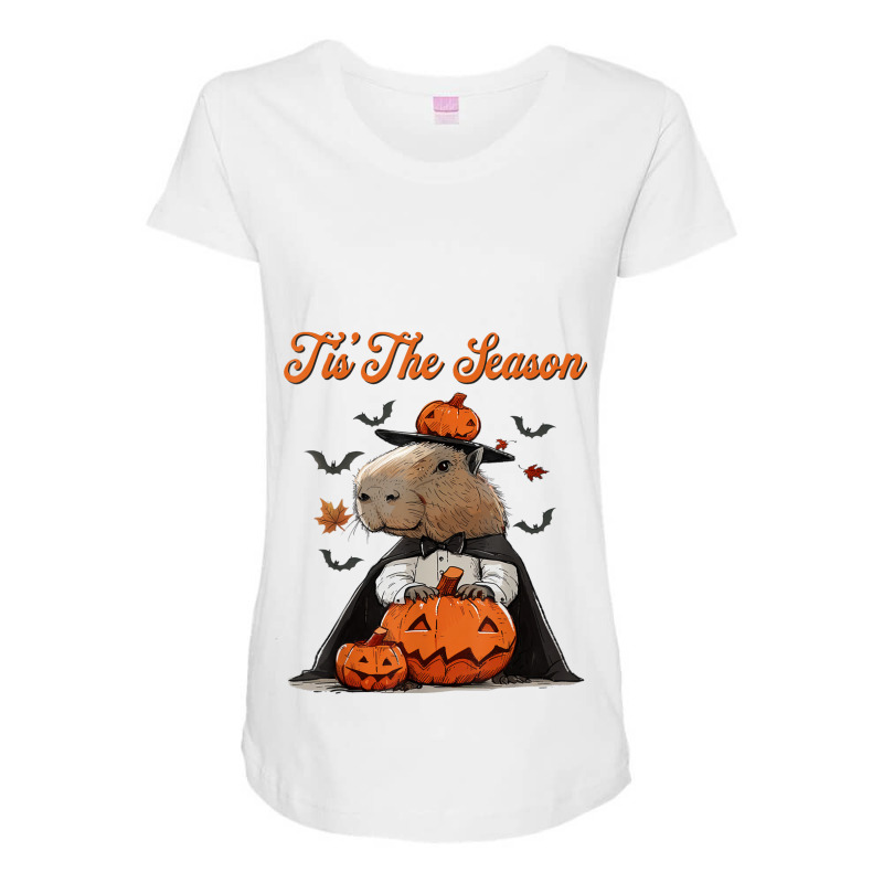 It's The Season Halloween Capybara Maternity Scoop Neck T-shirt by Rebecca Mitchell | Artistshot