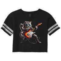 Rock Cat Jamming On Guitar Scorecard Crop Tee | Artistshot