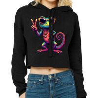 Groovy Peace Chameleon Cropped Hoodie | Artistshot