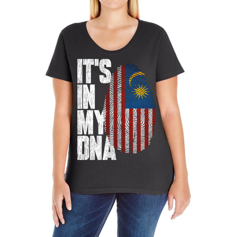 It's In My Dna Malaysian Proud Malaysia Flag Ladies Curvy T-Shirt by moteestyle | Artistshot