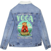 Good Days Start With Yoga Find Your Inner Capy Unisex Sherpa-lined Denim Jacket | Artistshot