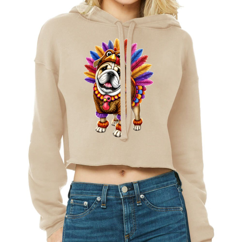 Bulldog Turkey 2 Cropped Hoodie by Rebecca Mitchell | Artistshot