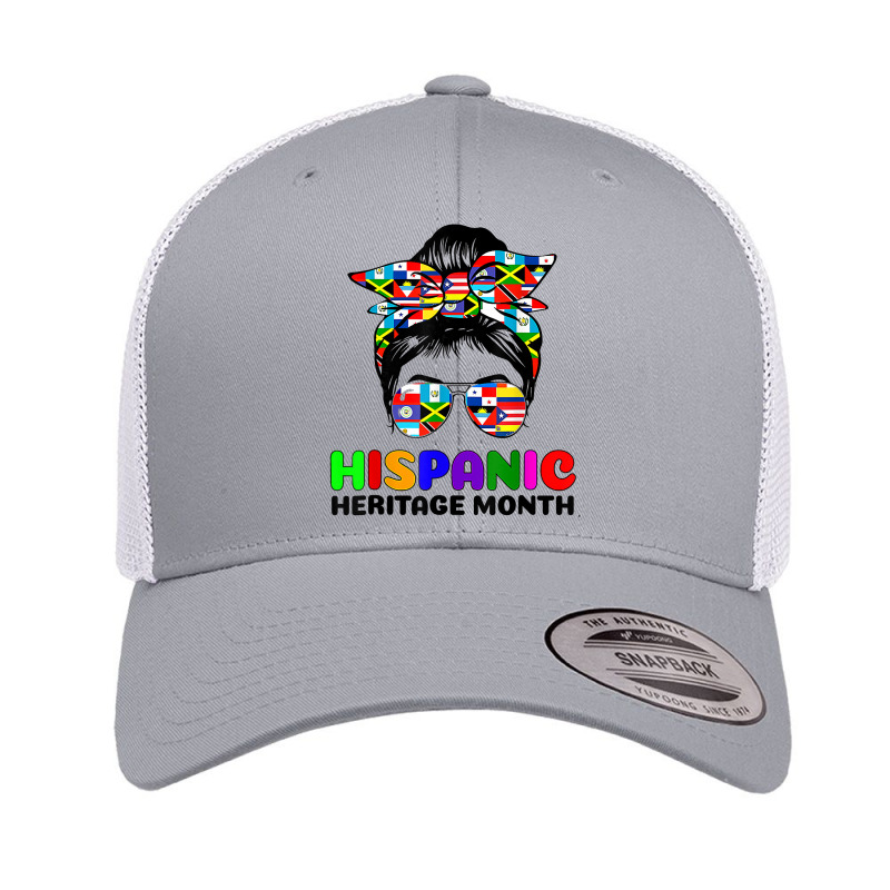 National Hispanic Heritage Month Latin Flags Messy Bun T Shirt Retro Trucker Cap by cm-arts | Artistshot