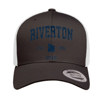 Riverton Utah Ut Vintage Athletic Navy Sports Design Retro Trucker Cap | Artistshot