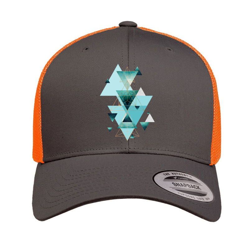 Geometric Triangle Compilation In Teal.png Retro Trucker Cap | Artistshot