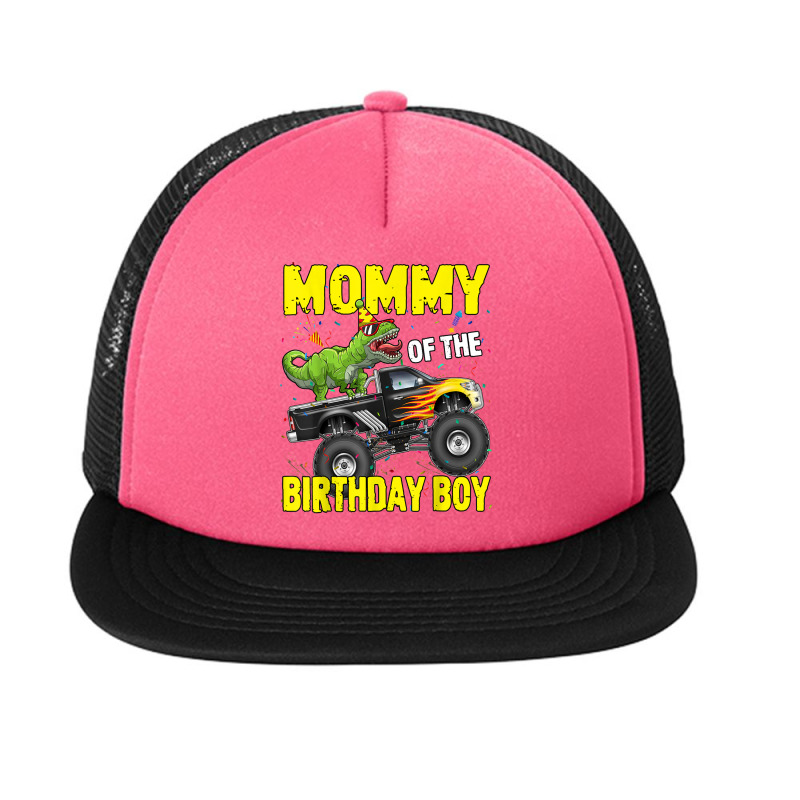 Mommy Of The Birthday Boy Dinosaurs T Rex Monster Truck Characters Car Foam Snapback Hat | Artistshot