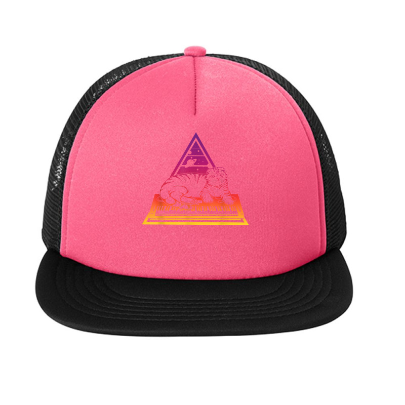 Synthesizer Cat Techno Synth Analog T Shirt Foam Snapback Hat | Artistshot