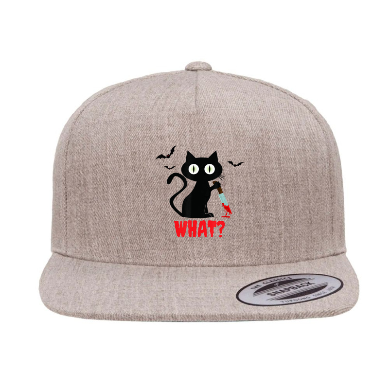 Black Cat With Knife Halloween 5 panel snapback cap by BuenoBloom | Artistshot