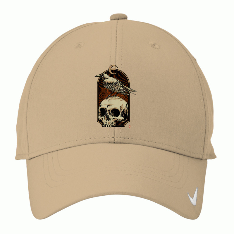 Edgar Allan Poe Nevermore Skull And Raven Memento Mori Nike Dri-fit Cap | Artistshot