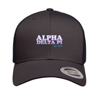 Alpha Delta Pi Ombre Letters, Comfort Colors Chambray Long Sleeve Shir Retro Trucker Cap | Artistshot