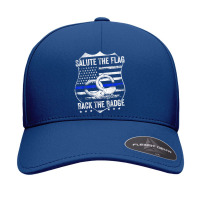 Salute The Flag Back The Badge Policemen Gift Police Themed Seamless Cap | Artistshot