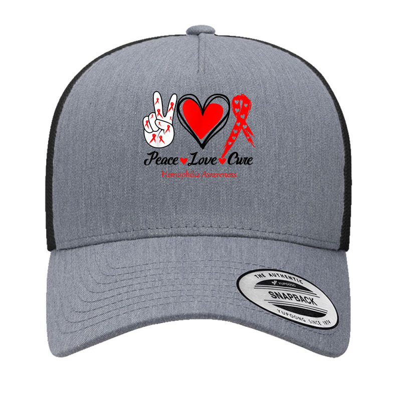 Peace Love Cure Hemophilia Awareness T Shirt Yupoong Trucker Cap by cm-arts | Artistshot