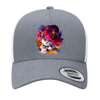 Cute White Cat In The Pink Wreath Yupoong Trucker Cap | Artistshot