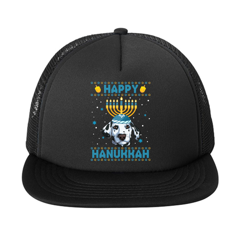 Dalmatian Dog Mens Happy Hanukkah Dalmatian Hanukkah Ugly Sweater Chri Foam Snapback hat by pester | Artistshot