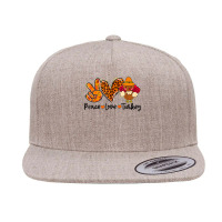 Peace Love Turkey Fall Vibes Spooky Season Thanksgiving Day Gifts 5 Panel Snapback Cap | Artistshot