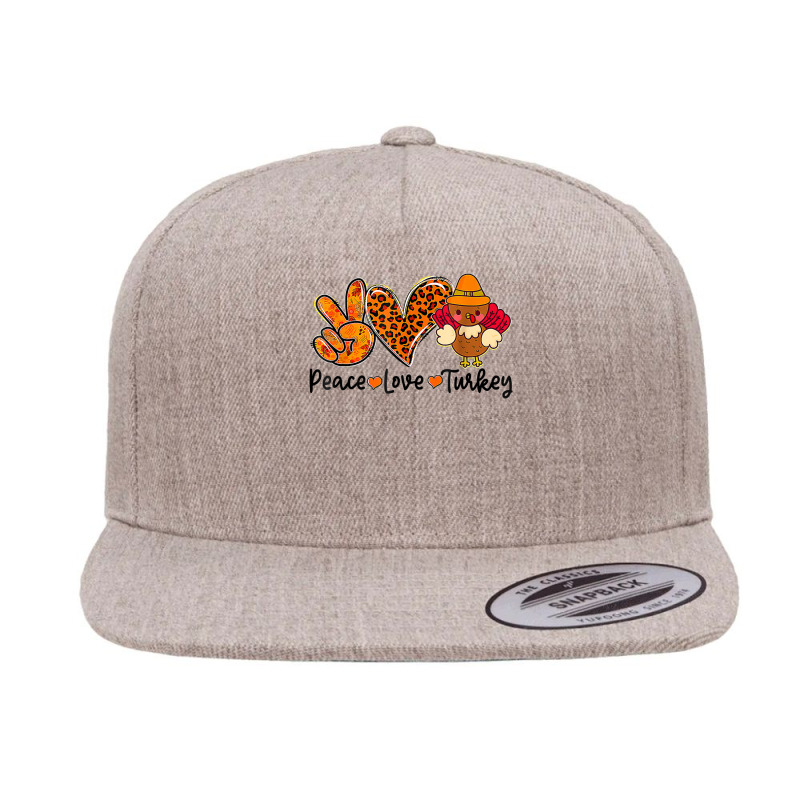 Peace Love Turkey Fall Vibes Spooky Season Thanksgiving Day Gifts 5 panel snapback cap by CaleDesign | Artistshot