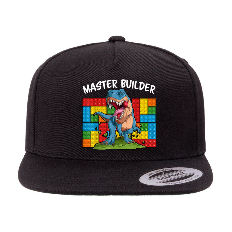 Master Builder Funny Building Blocks T-rex Dinosaur Characters Video G 5 panel snapback cap by JazmineDesign | Artistshot