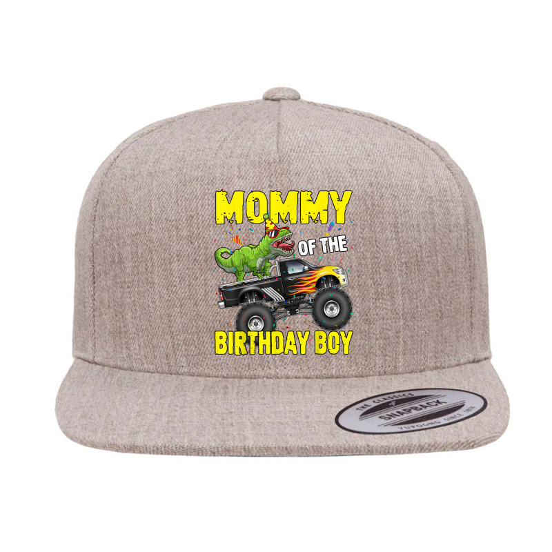 Mommy Of The Birthday Boy Dinosaurs T Rex Monster Truck Characters Car 5 Panel Snapback Cap | Artistshot