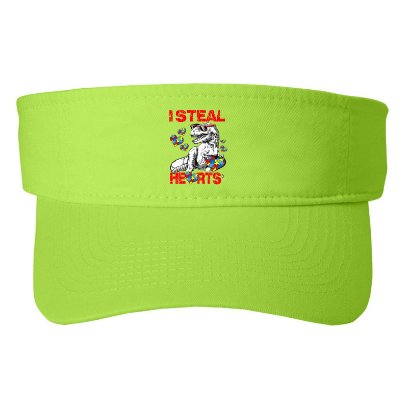 I Steal Hearts Autism Awareness Dinosaur Trex Fashion Visor | Artistshot