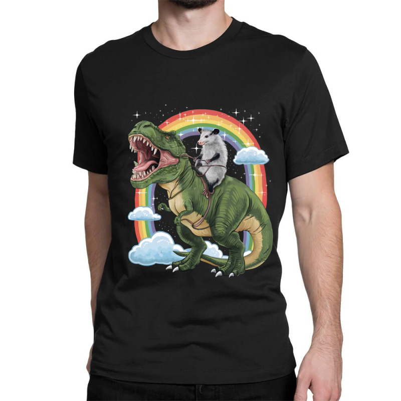 Possum Opossum Riding Dinosaur T Rex Classic T-shirt by Kasey | Artistshot