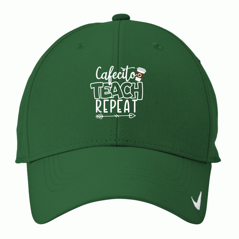 Cafecito Teach Repeat Bilingual Spanish Teacher Bilingue T Shirt Nike Dri-FIT Cap by mikidicosmo | Artistshot