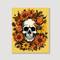 Skull And Flowers Portrait Canvas Print | Artistshot