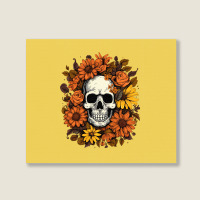 Skull And Flowers Landscape Canvas Print | Artistshot